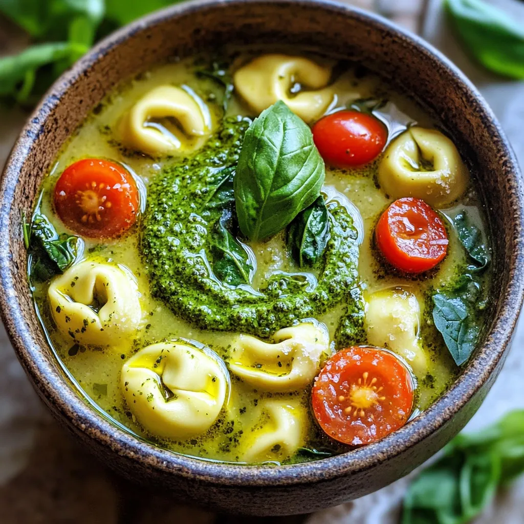 Creamy Pesto Tortellini Soup One Pot Delight