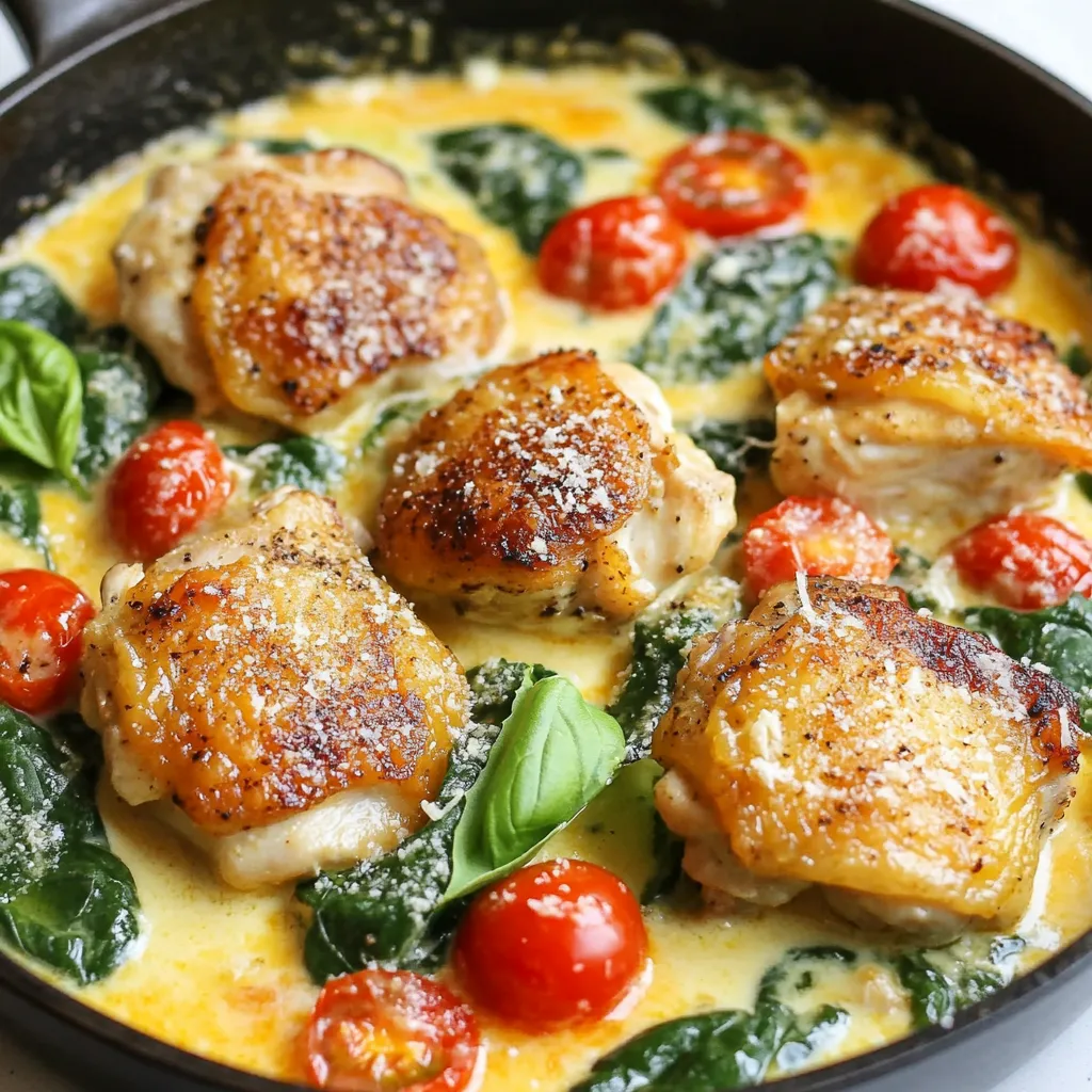 Keto Chicken Spinach Tomato Skillet Quick and Easy Meal
