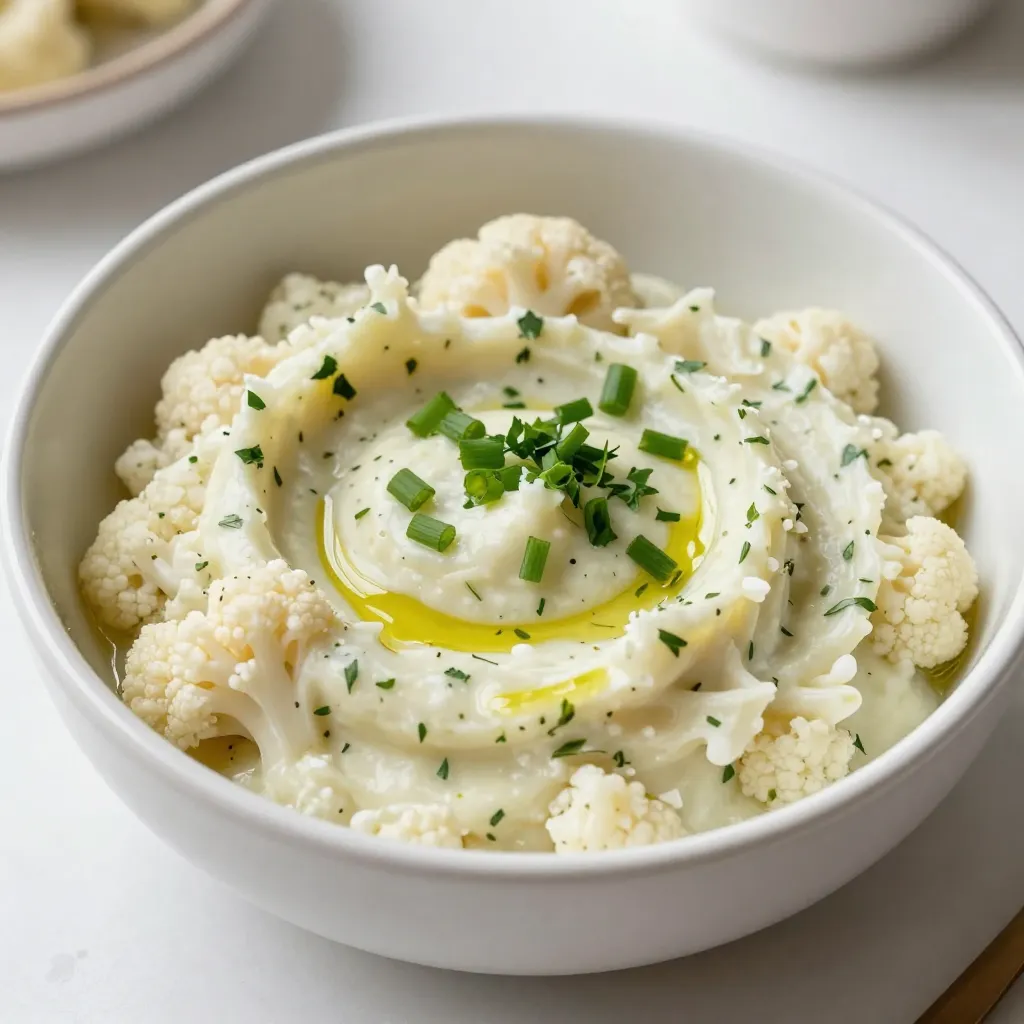 Garlic Herb Mashed Cauliflower Velvety Smooth Dish