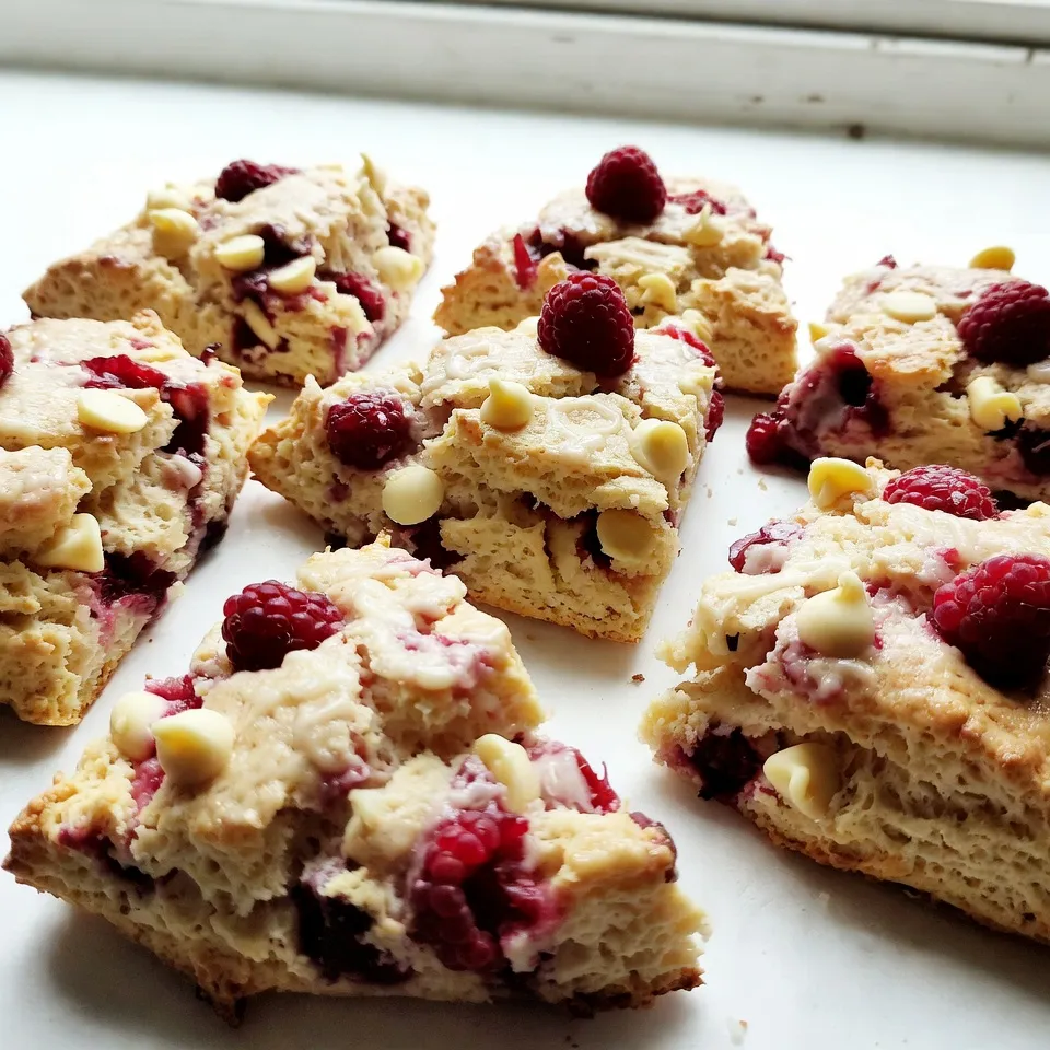 Raspberry White Chocolate Scones Flaky and Delicious