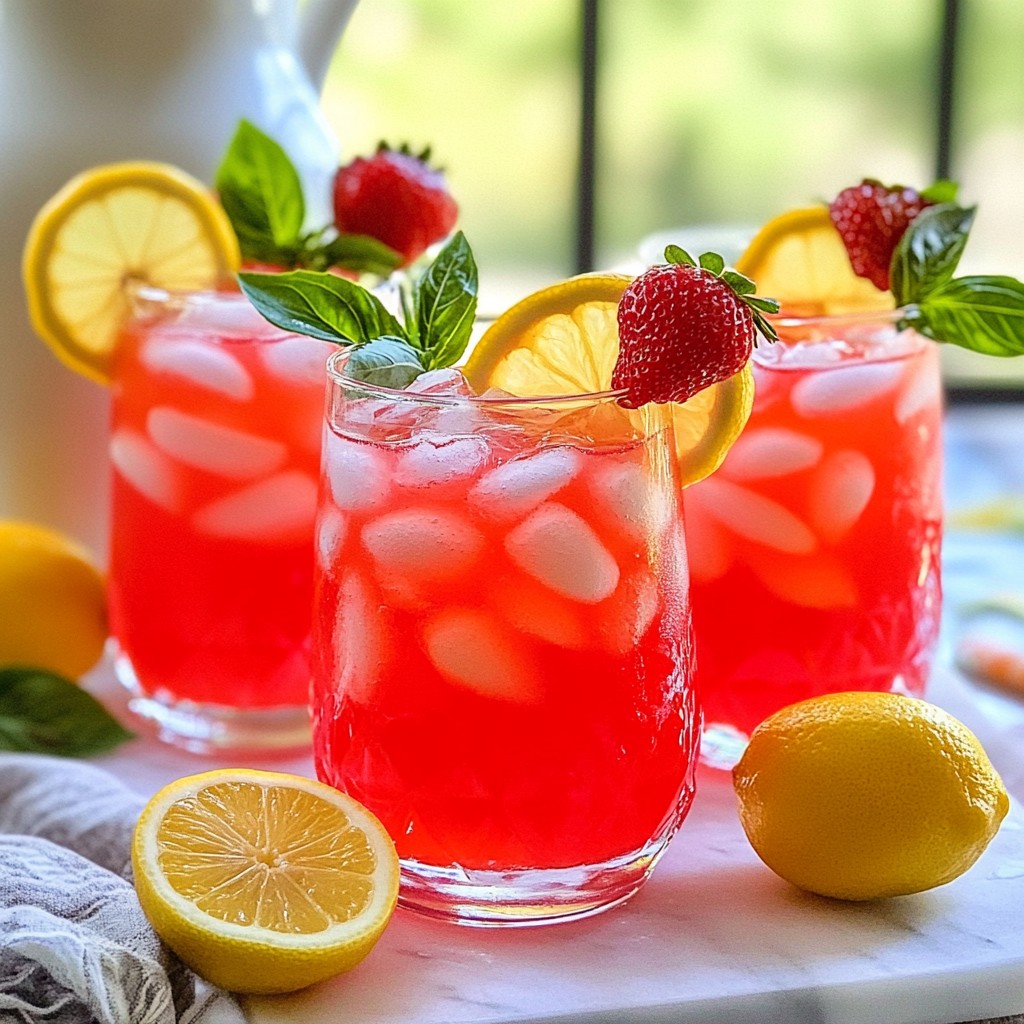 Fresh Strawberry Basil Lemonade Refreshing Summer Drink