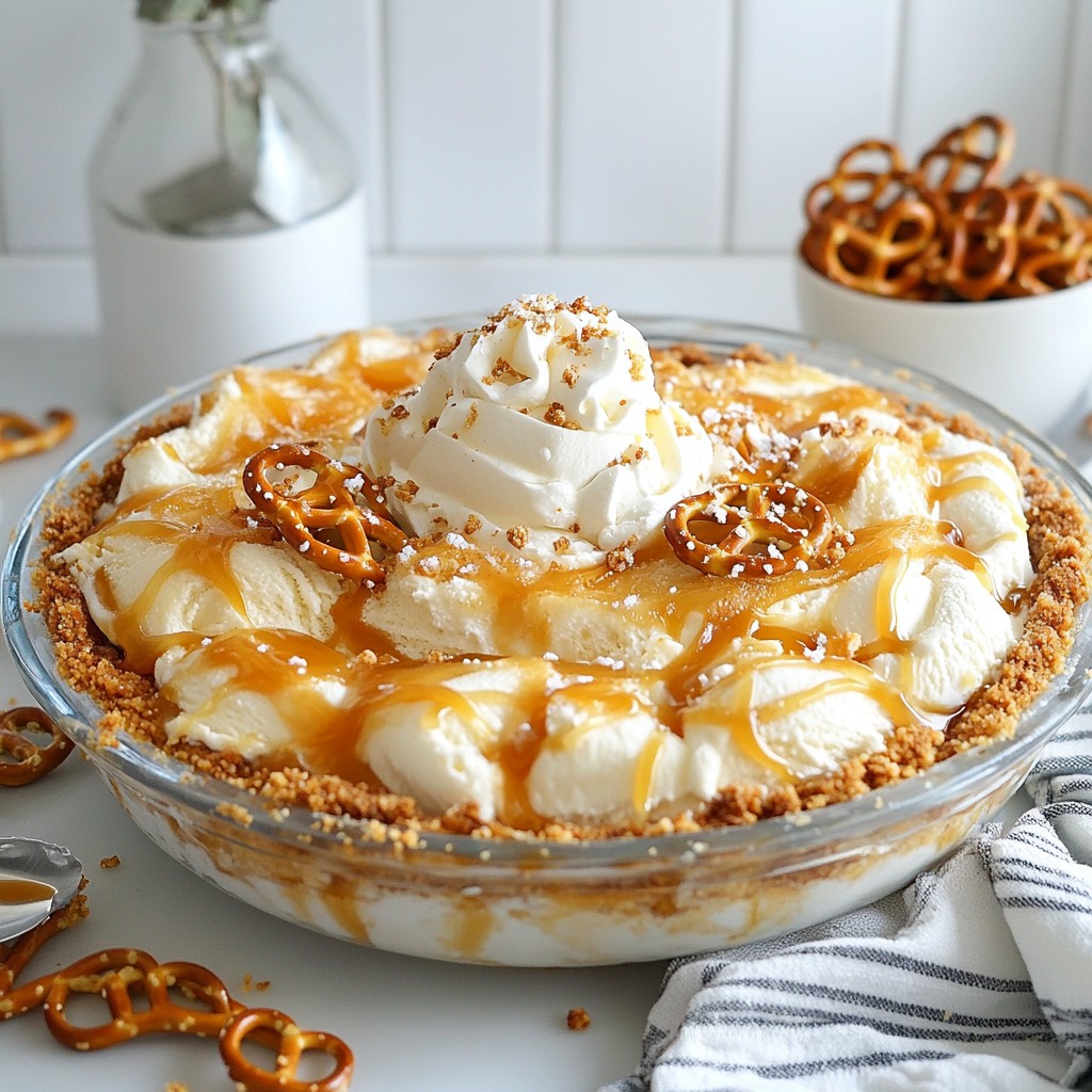 Salted Pretzel Caramel Ice Cream Pie Delight