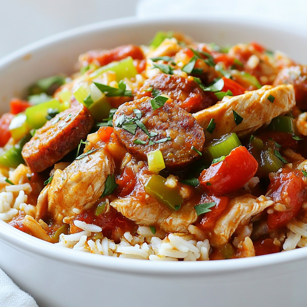 Cajun Chicken & Sausage Jambalaya Flavorful Delight