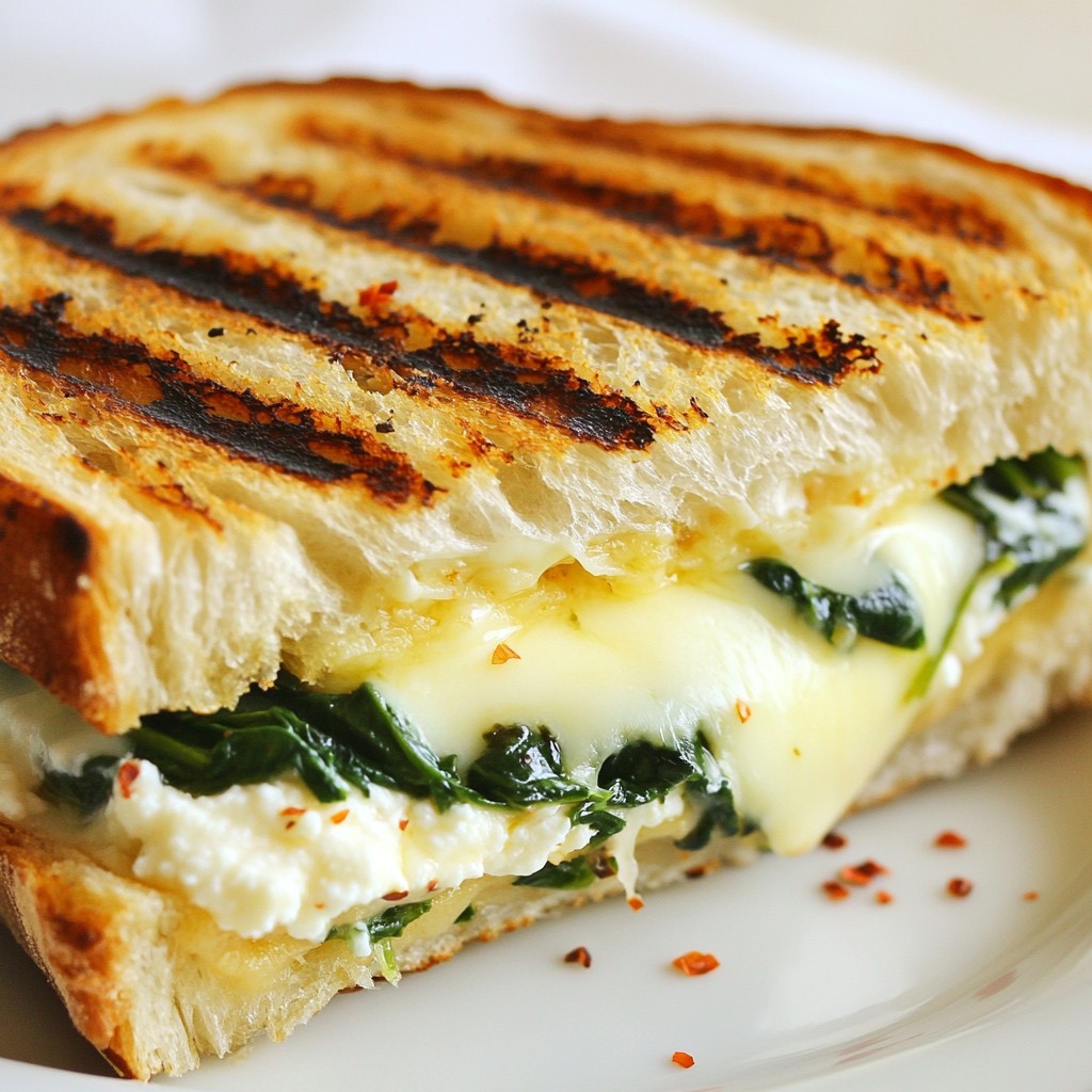 Melted Cheese and Spinach Grilled Panini Delight
