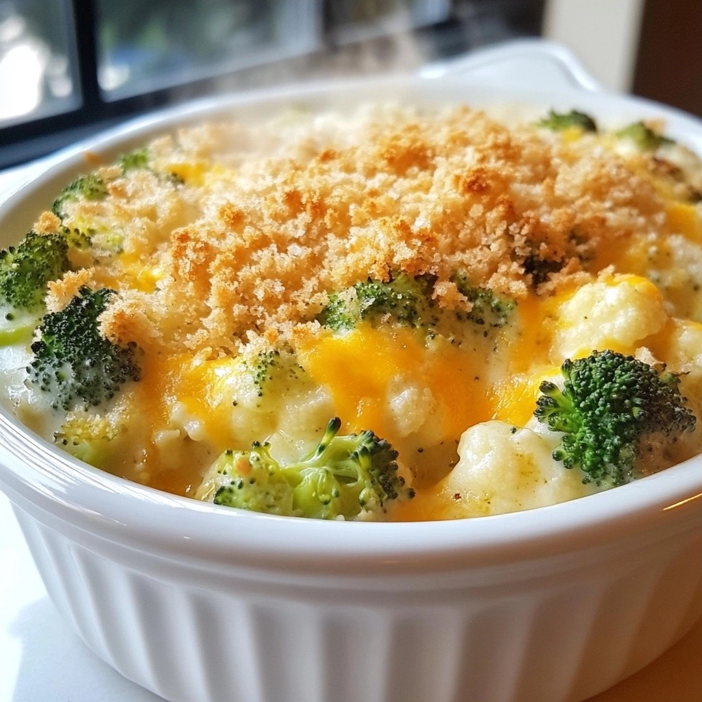 Cheesy Broccoli and Cauliflower Casserole Delight