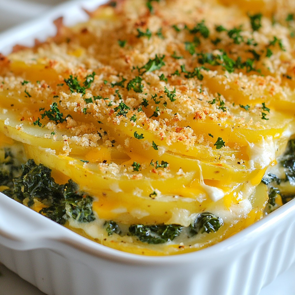 Cheesy Kale and Potato Casserole Savory Delight