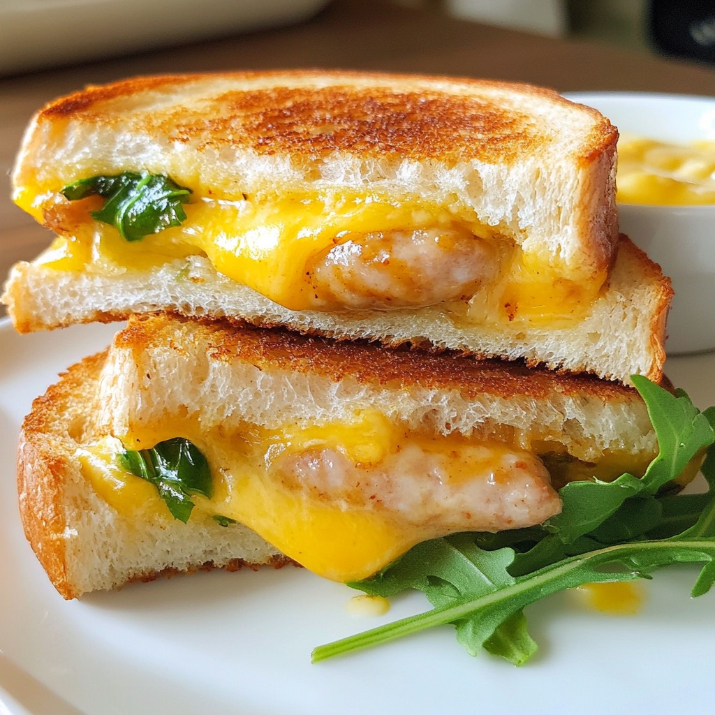 Spicy Cheddar and Chicken Sausage Grilled Cheese Delight