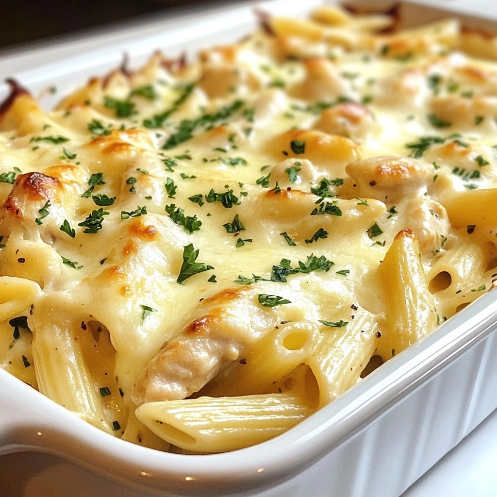 Creamy Cheese Herb Chicken Alfredo Bake Recipe