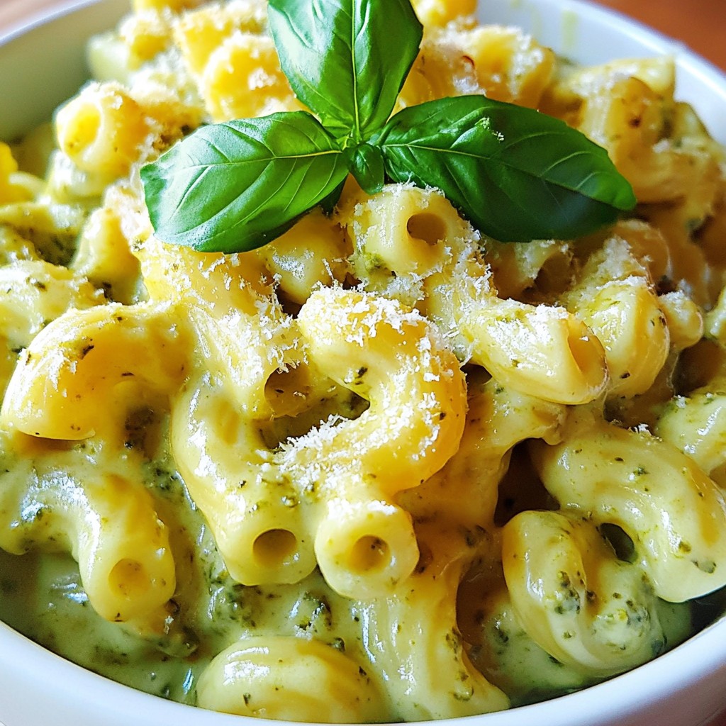 Cheesy Pesto Mac and Cheese with Basil Delight