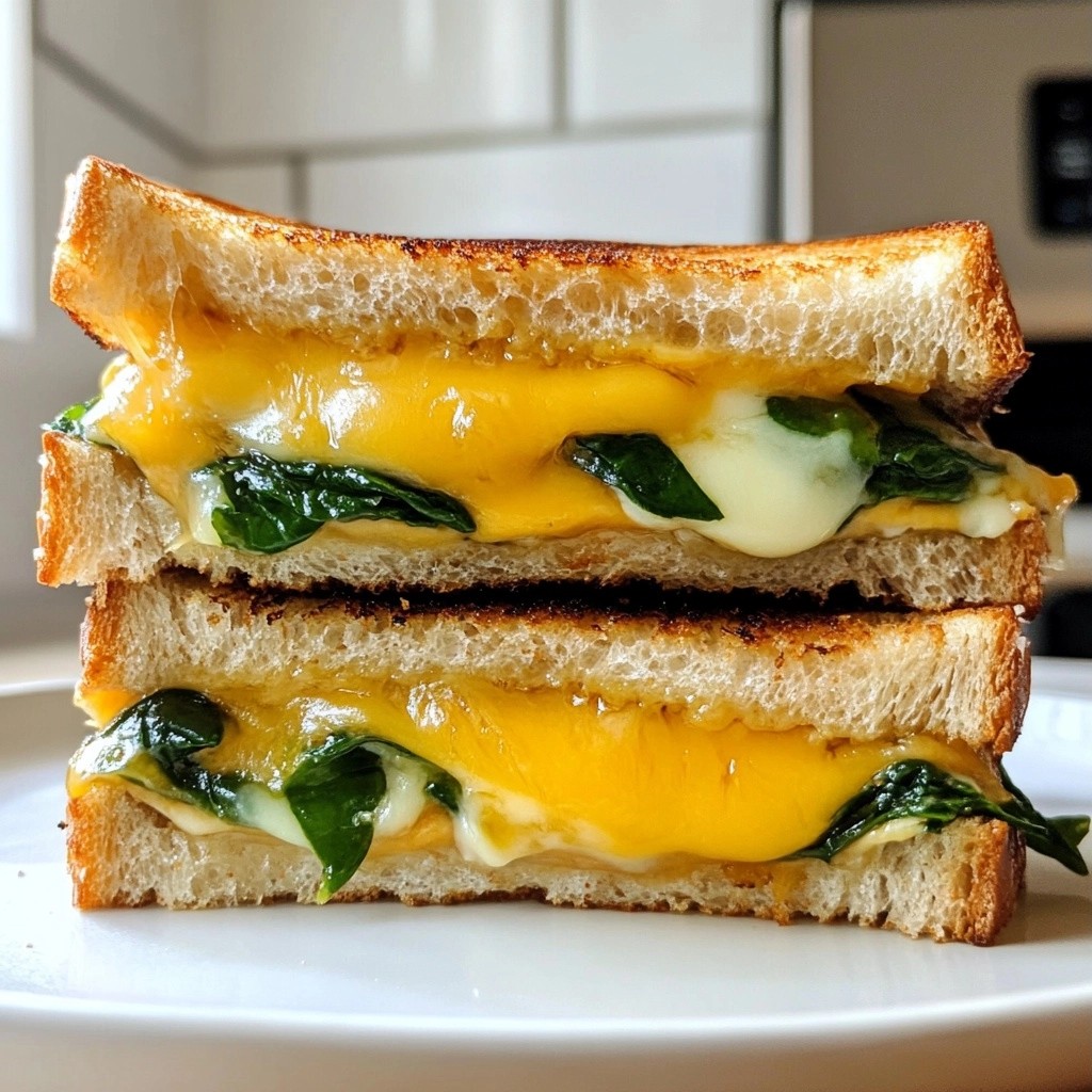 Gooey Grilled Cheese with Sautéed Spinach Delight