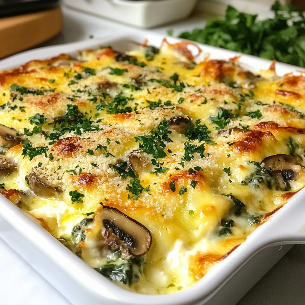 Creamy Cheesy Spinach Mushroom Bake Delightful Dish