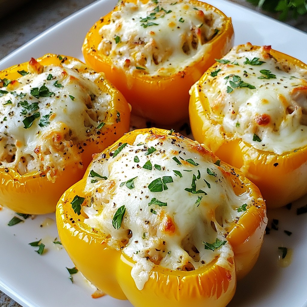 Creamy Cheese Herb Chicken Stuffed Peppers Delight