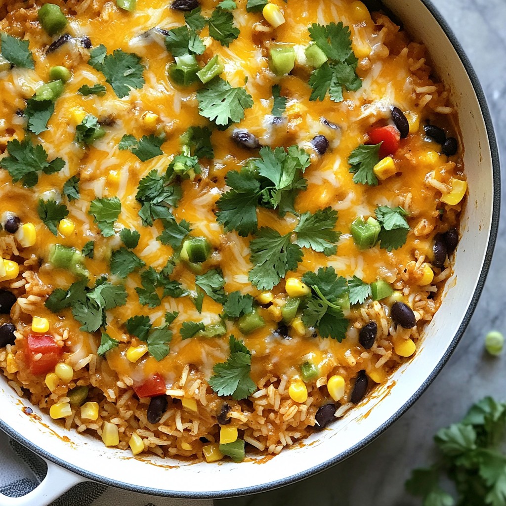 Cheesy Enchilada Rice Skillet Quick and Easy Recipe
