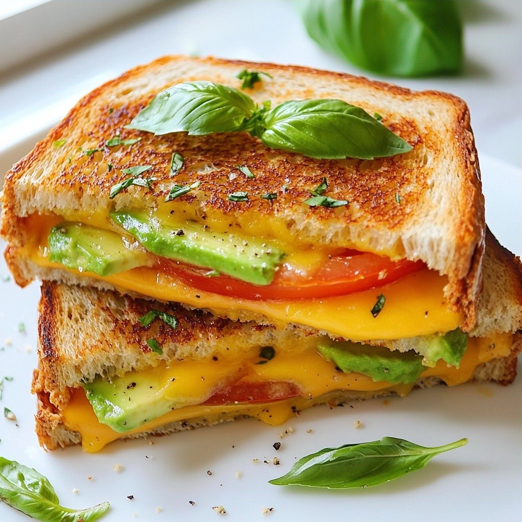 Savory Grilled Cheese with Avocado and Tomato Delight