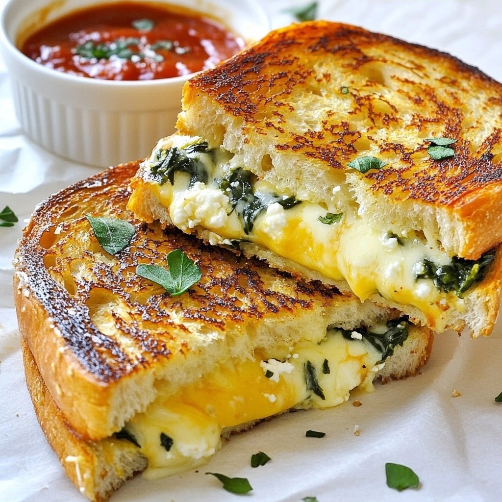 Gooey Cheese and Spinach Grilled Cheese Delight