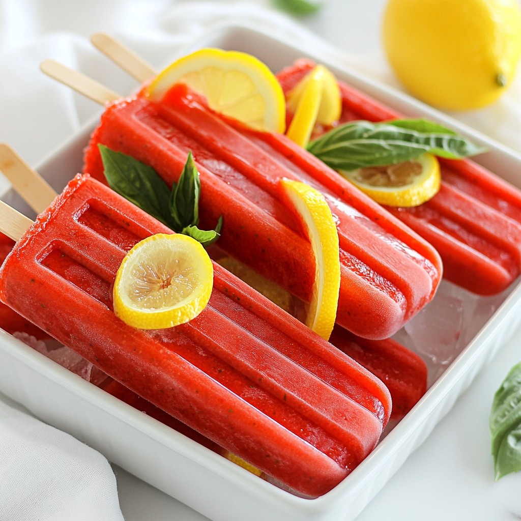 Strawberry Basil Lemonade Popsicles Refreshing Treat