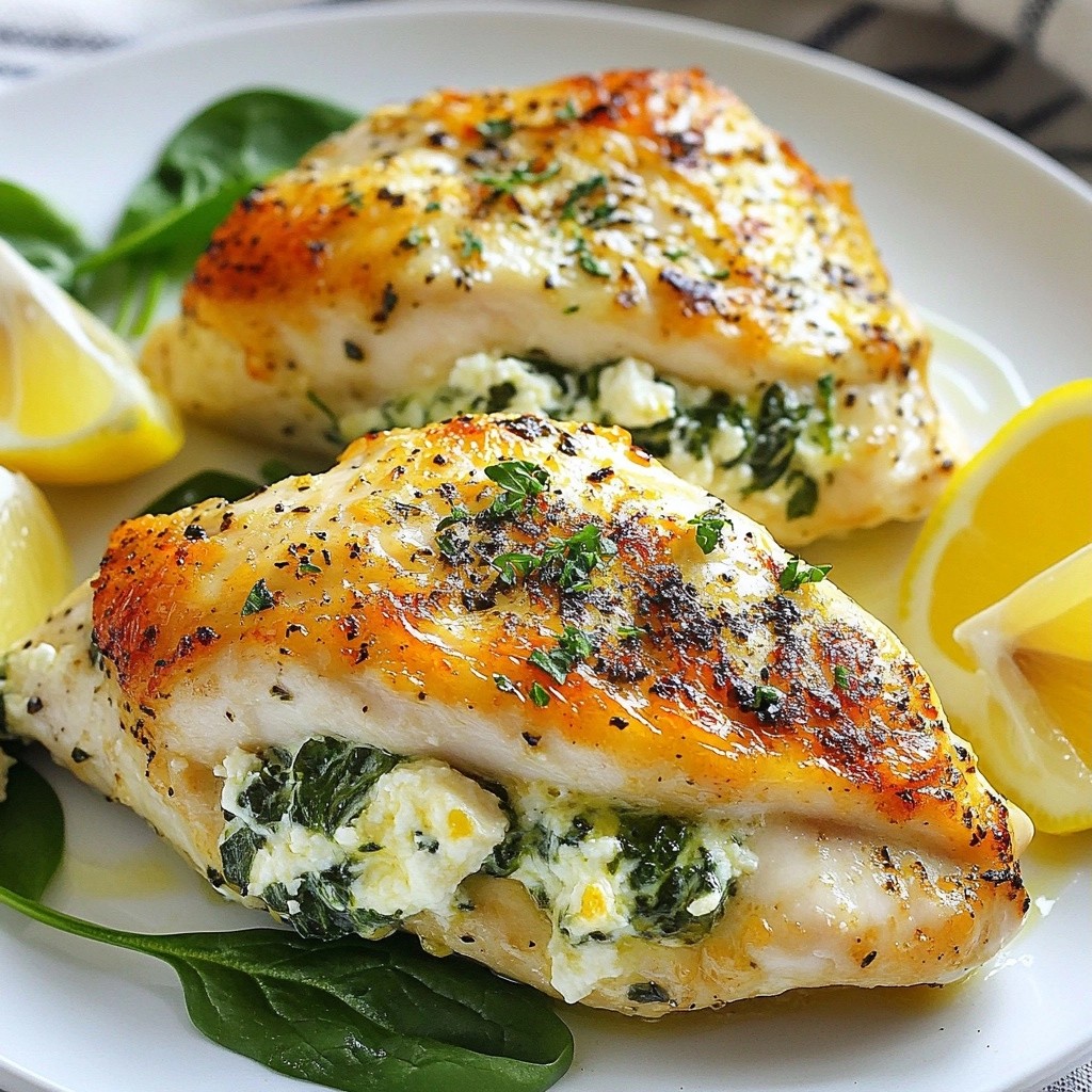 Cheese-Stuffed Spinach and Herb Chicken Breasts Recipe