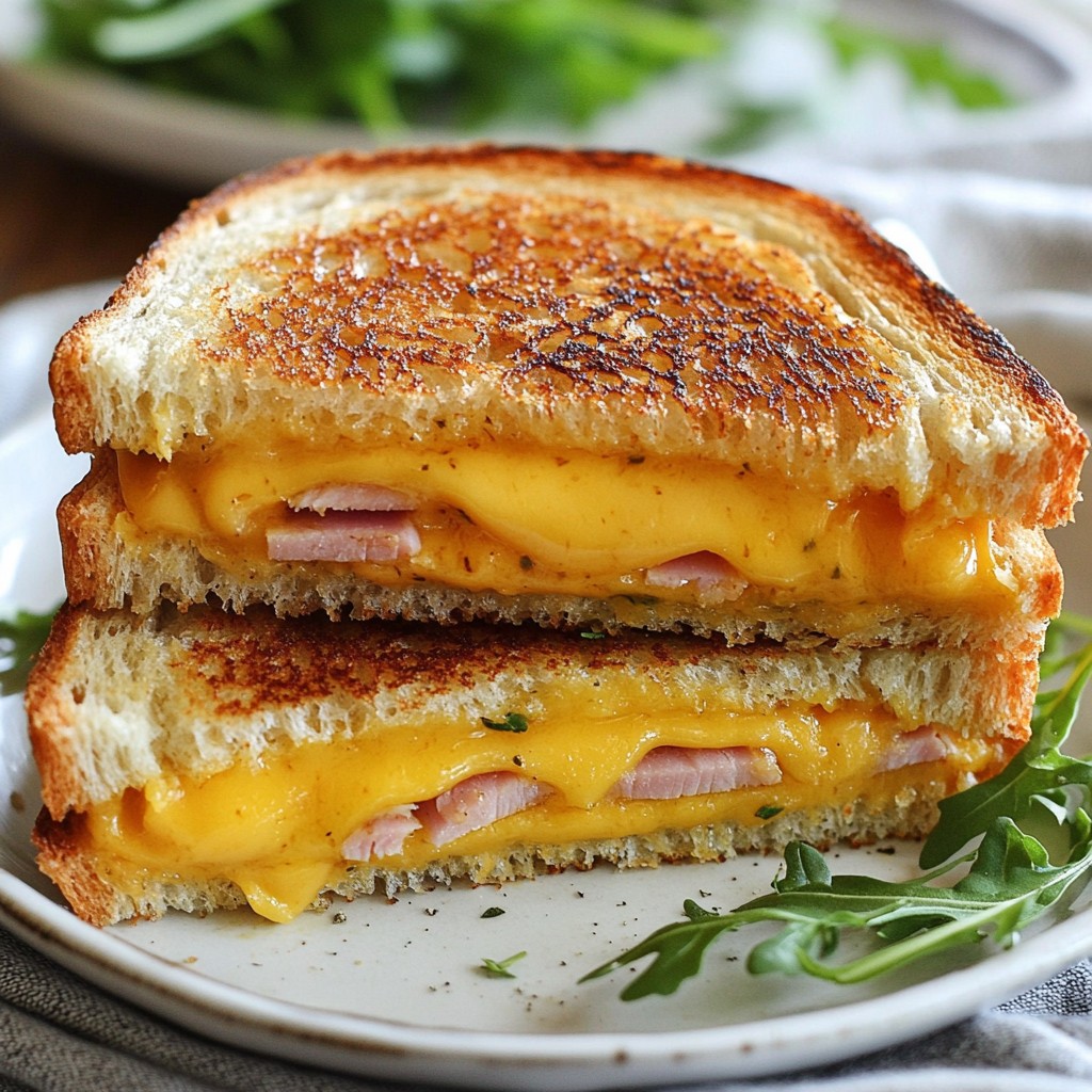 Gooey Cheddar and Turkey Ham Grilled Cheese Delight