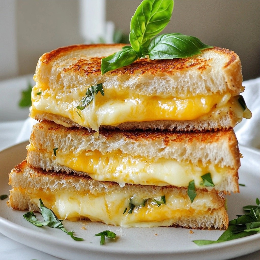 Gooey Cheddar and Roasted Garlic Grilled Cheese Delight