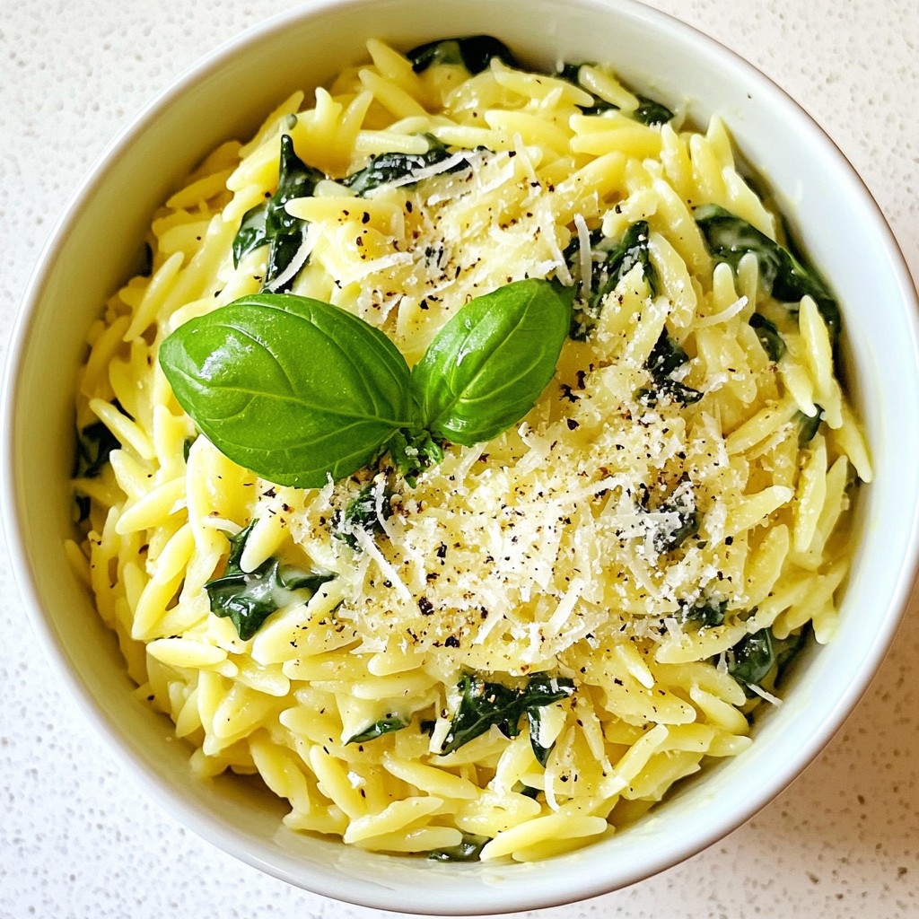 Creamy Garlic Spinach Orzo Flavorful Quick Meal