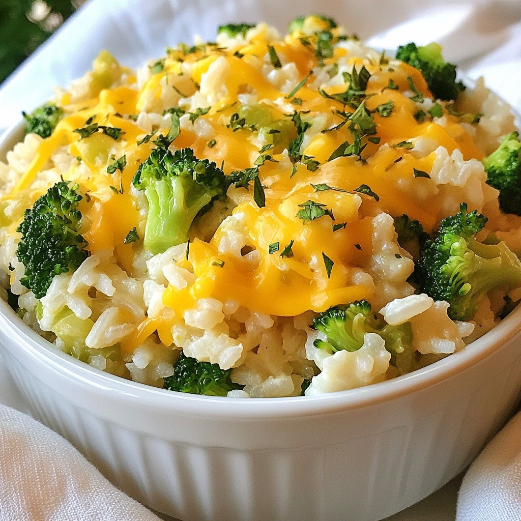 Cheddar Broccoli Rice Creamy and Comforting Dish