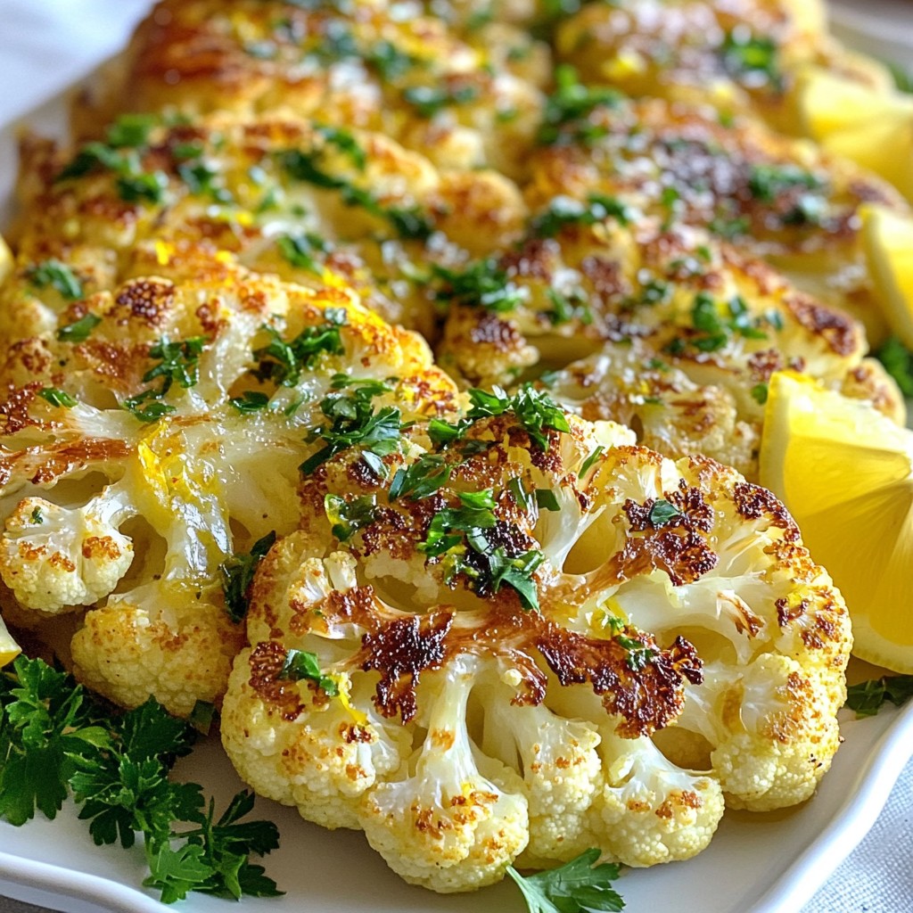 Lemon Garlic Roasted Cauliflower Steaks Delightful Dish