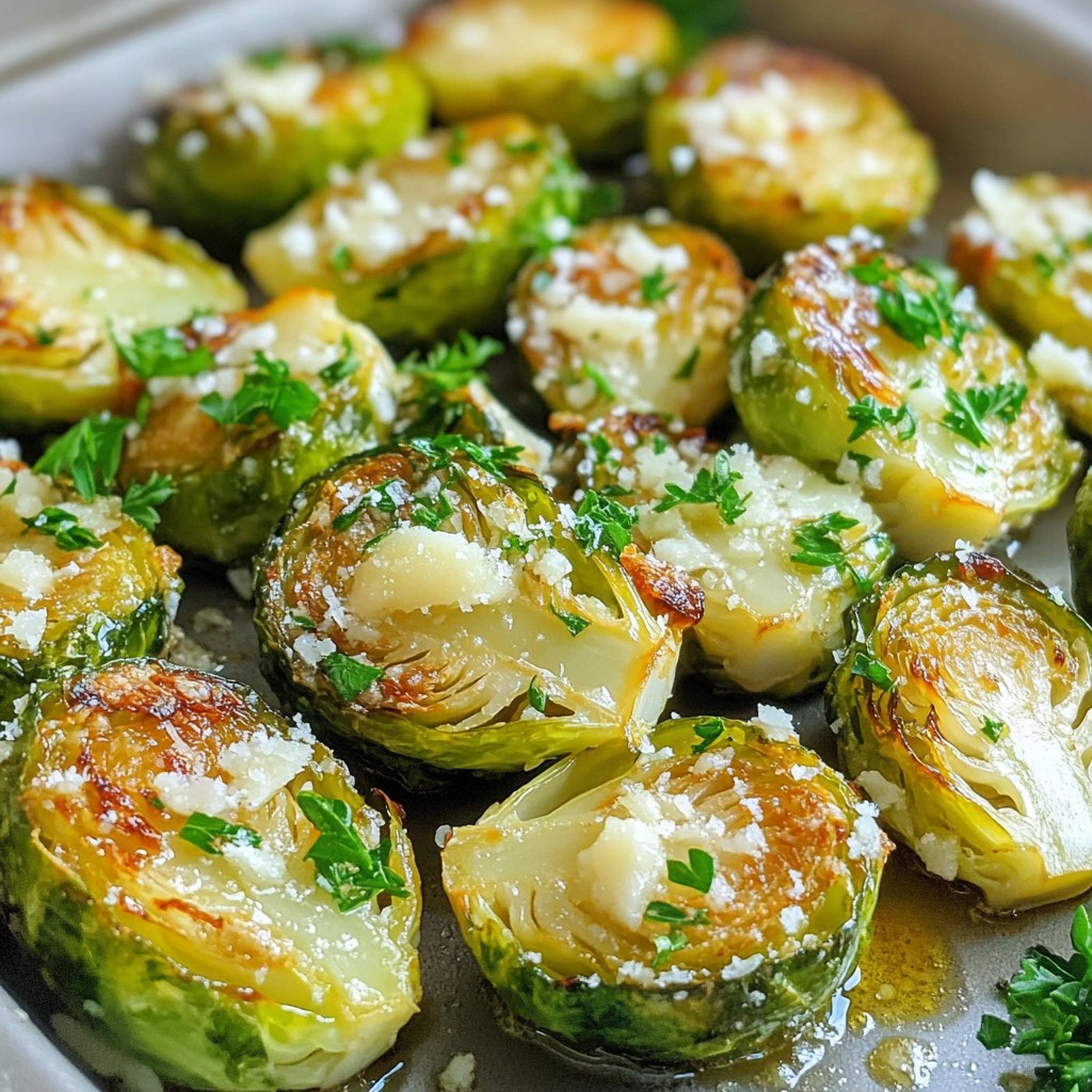 Garlic Parmesan Roasted Brussels Sprouts Delight