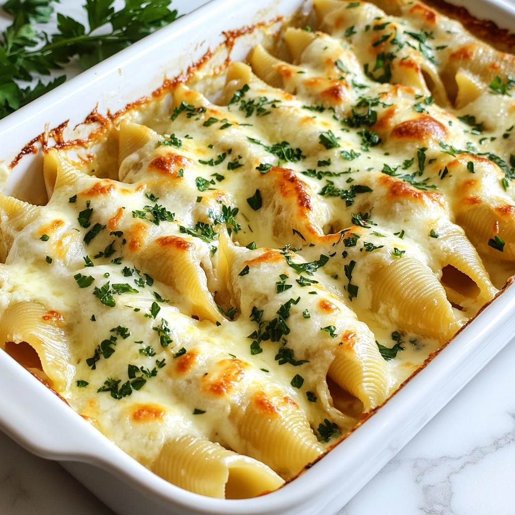 Chicken Alfredo Stuffed Shells Easy and Cheesy Recipe
