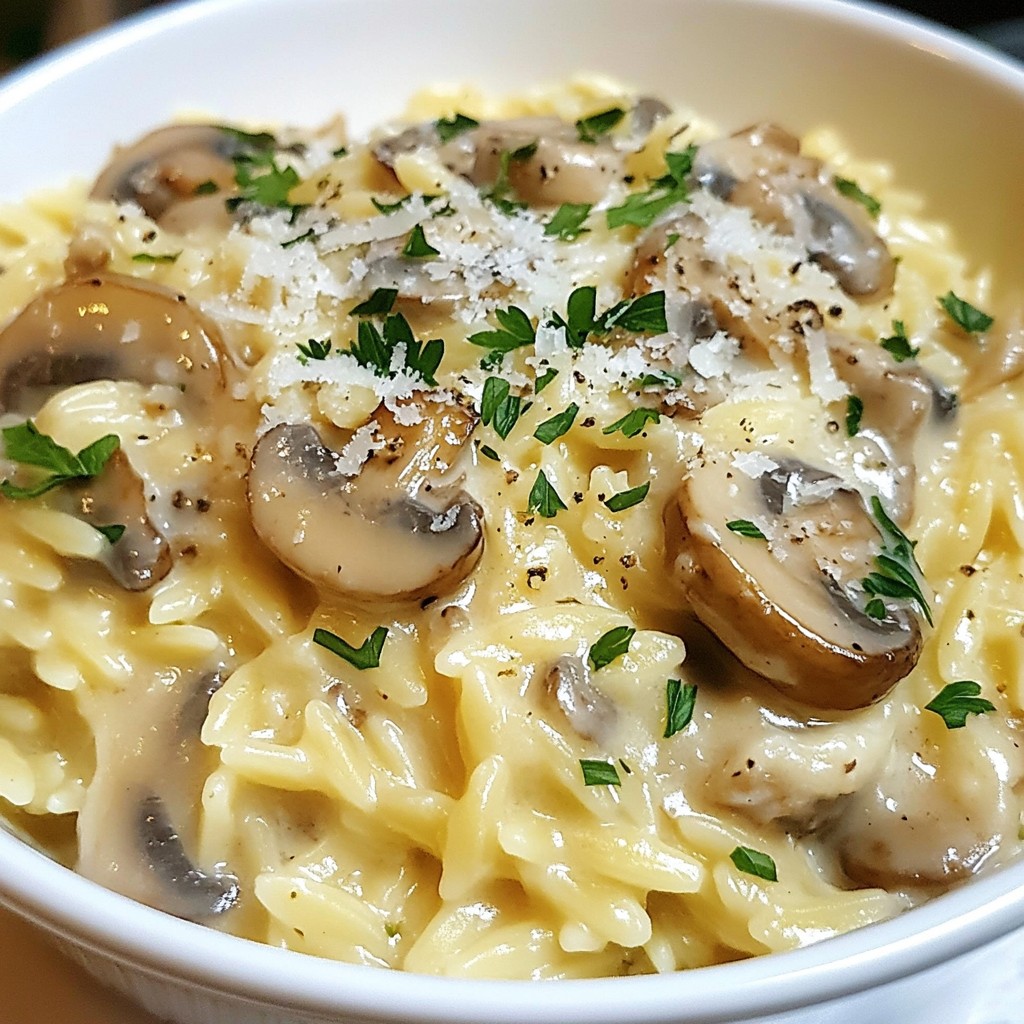 Creamy Mushroom Garlic Orzo Quick and Tasty Meal