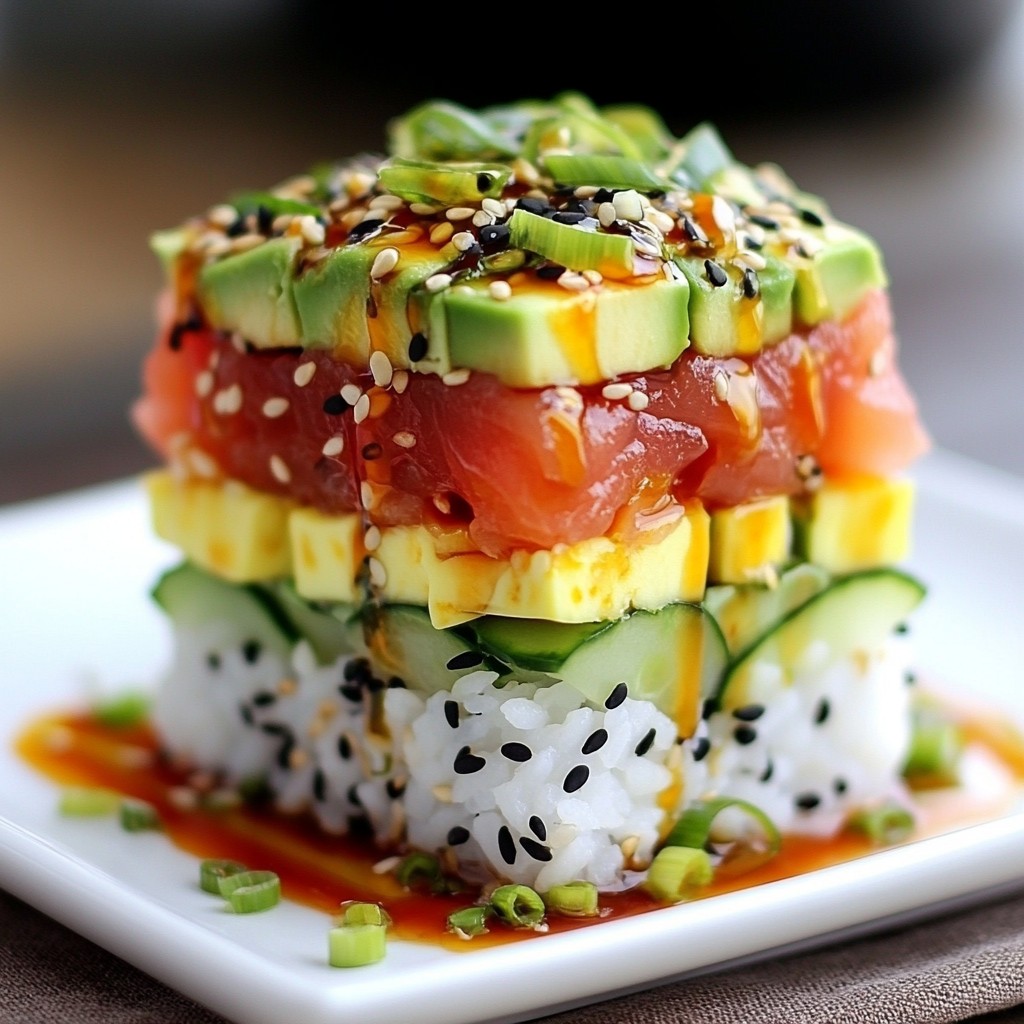 Spicy Tuna Sushi Stack Flavor-Packed Delight Recipe